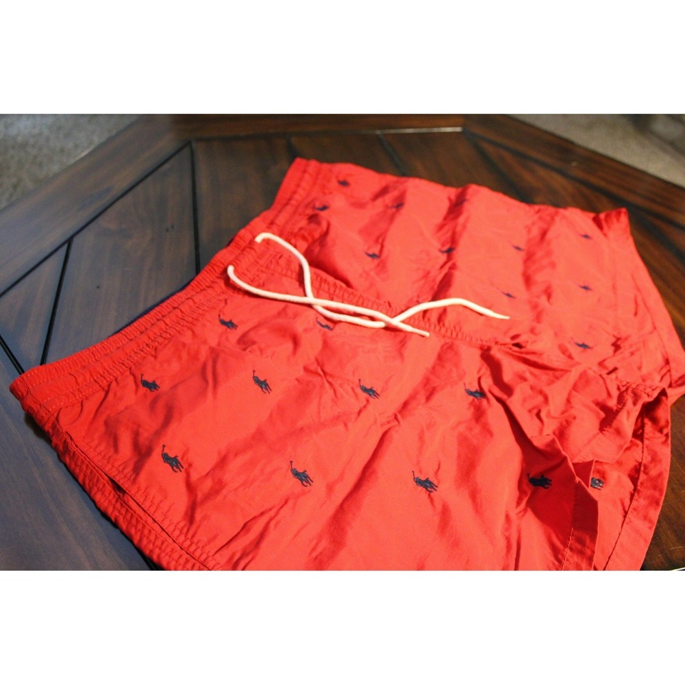 Polo Ralph Lauren Shorts Mens Large Red Swim Trunks Lined AOP Vintage